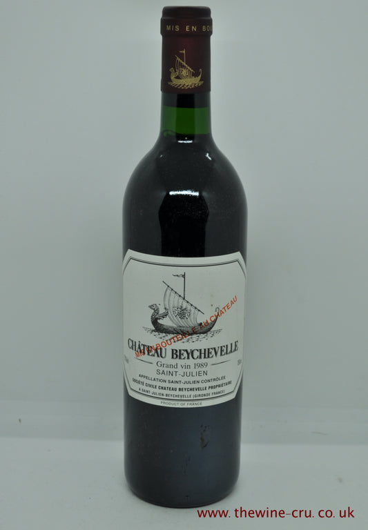 1989 vintage red wine. Chateau Beychevelle 1989, France, Bordeaux. The bottle is in good condition with the wine level being base of neck. Immediate delivery. Free local delivery. Gift wrapping available.