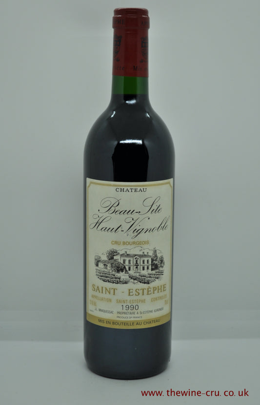 1990 vintage red wine. Chateau Beau Site Haut Vignoble 1990. France Bordeaux. Immediate delivery. Free local delivery. Gift wrapping.