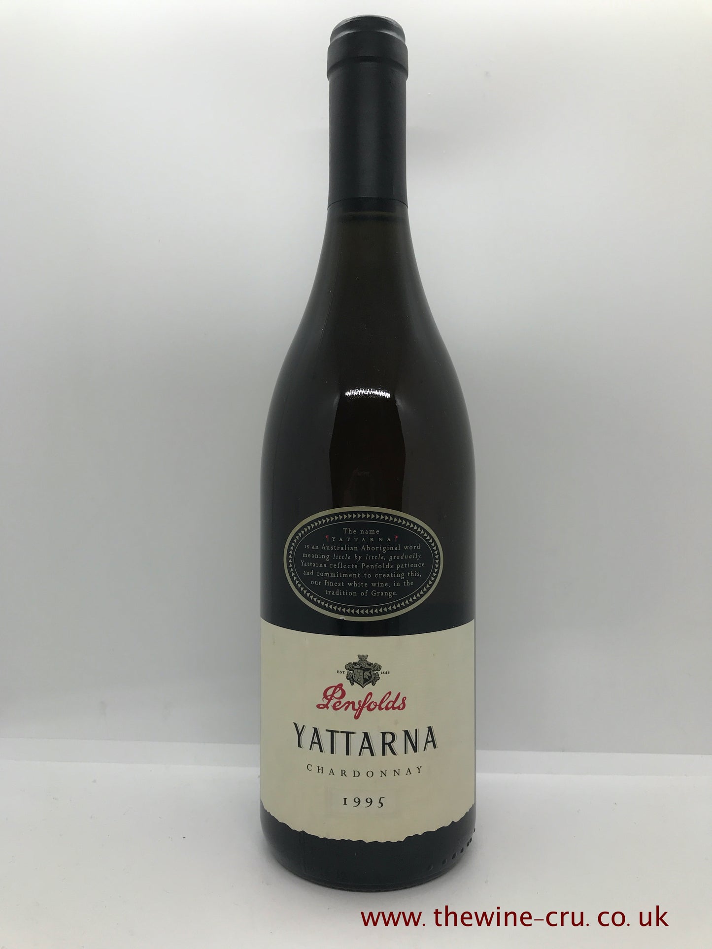 A bottle of the first ever vintage of Penfolds premium white wine. Yattarna 1995 from South Australia. Bottle is in good condition. Immediate delivery. free local delivery. Gift wrapping available.