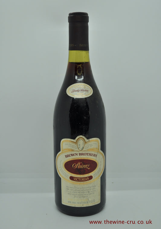 1988 vintage red wine. Brown Brothers Shiraz 1988. Australia. Immediate delivery. Free local delivery. Gift wrapping available.