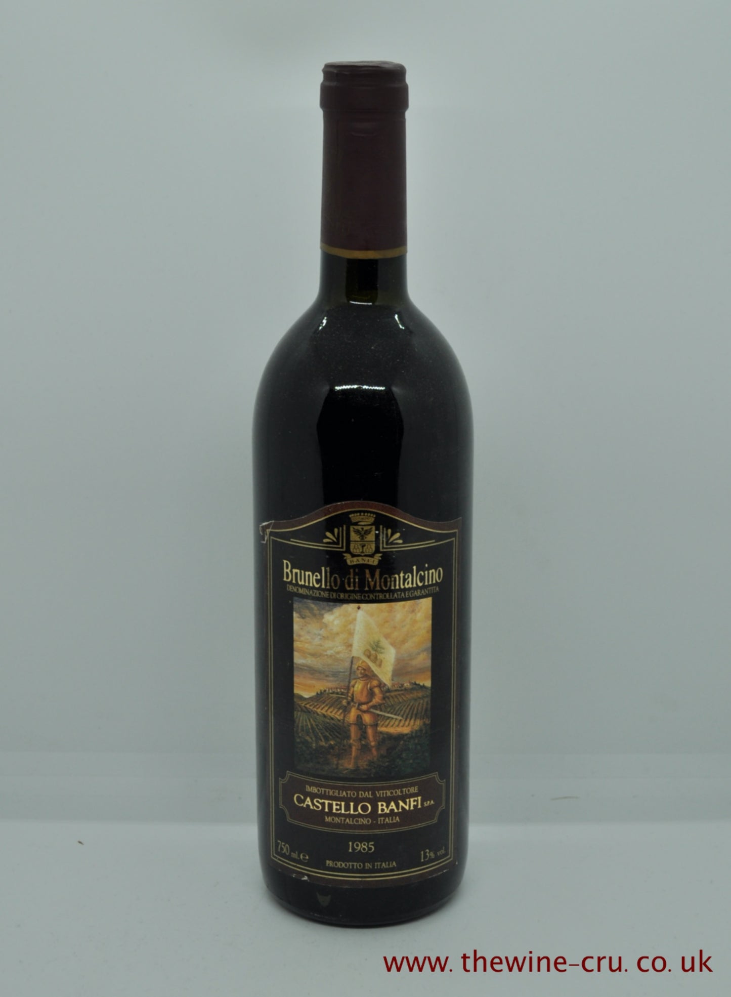A 1985 vintage red wine. Brunello di Montalcino castello Banfi . Italy. The bootle is in good condition with the wine level being base of neck. Immediate delivery. free local delivery. Gift wrapping available.