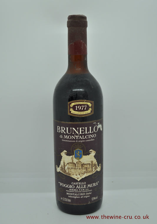 1977 vintage red wine. Brunello di Montalcino Castello poggio Alle Mura 1977. Italy. Immediate delivery. Free local delivery. Gift wrapping available.