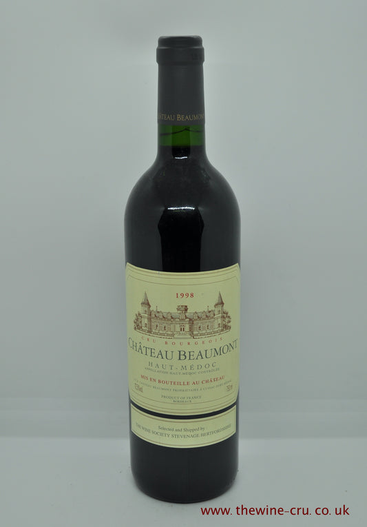 1998 vintage red wine. Chateau Beaumont 1998. France, Bordeaux. Immediate delivery. Free local delivery. Gift wrapping available.