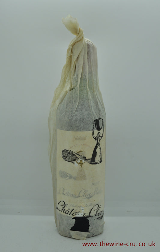1970 vintage red wine. Chateau Clerc Milon Rothschild. Bordeaux, France. The bottle is tissue wrapped, but the label is loose. The wine level is top shoulder. Immediate delivery. Free local delivery. Gift wrapping available.