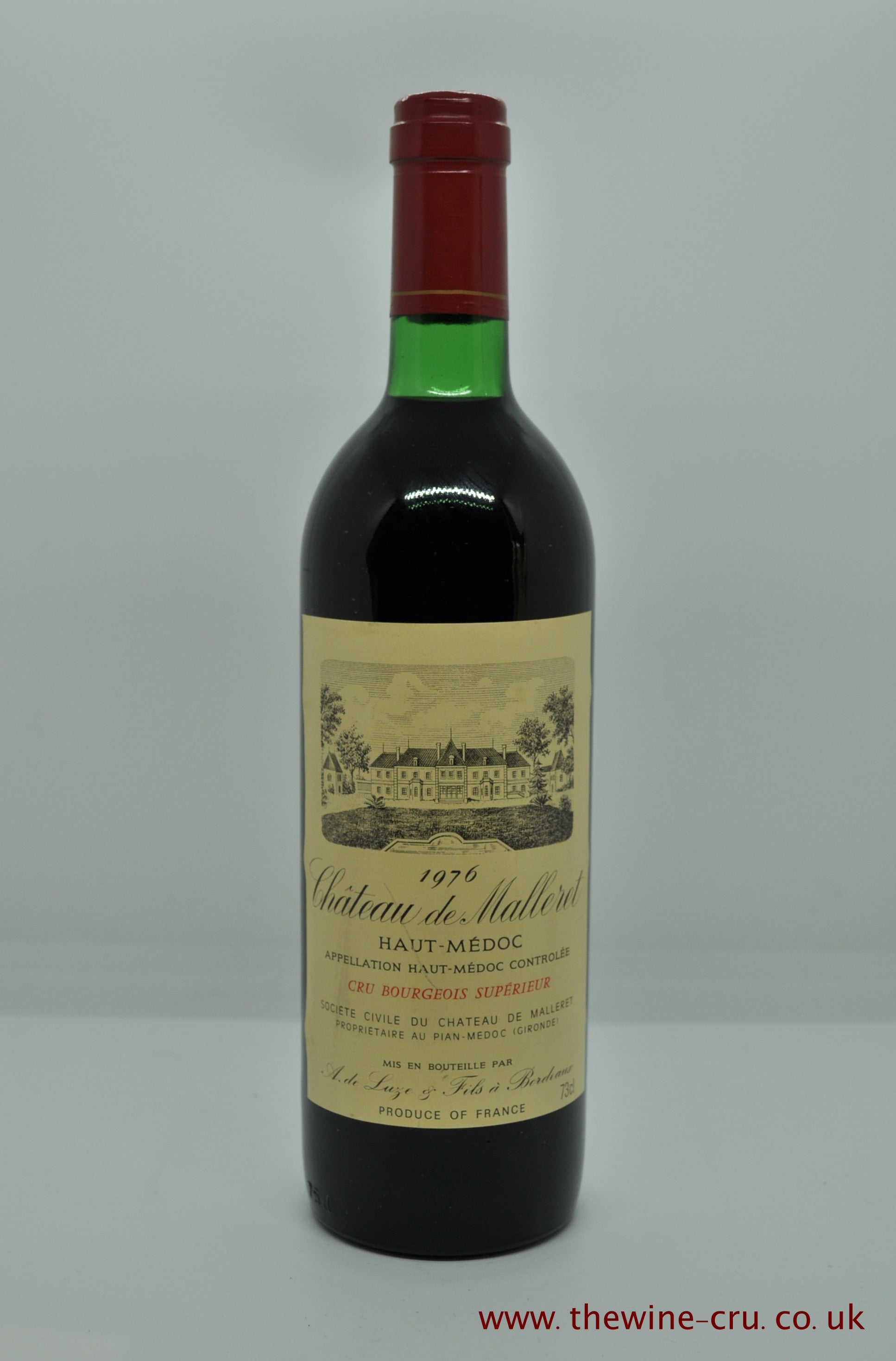 1976 vintage red wine. Chateau de Malleret 1976. France Bordeaux. Immediate delivery. Free local delivery. Gift wrapping available.