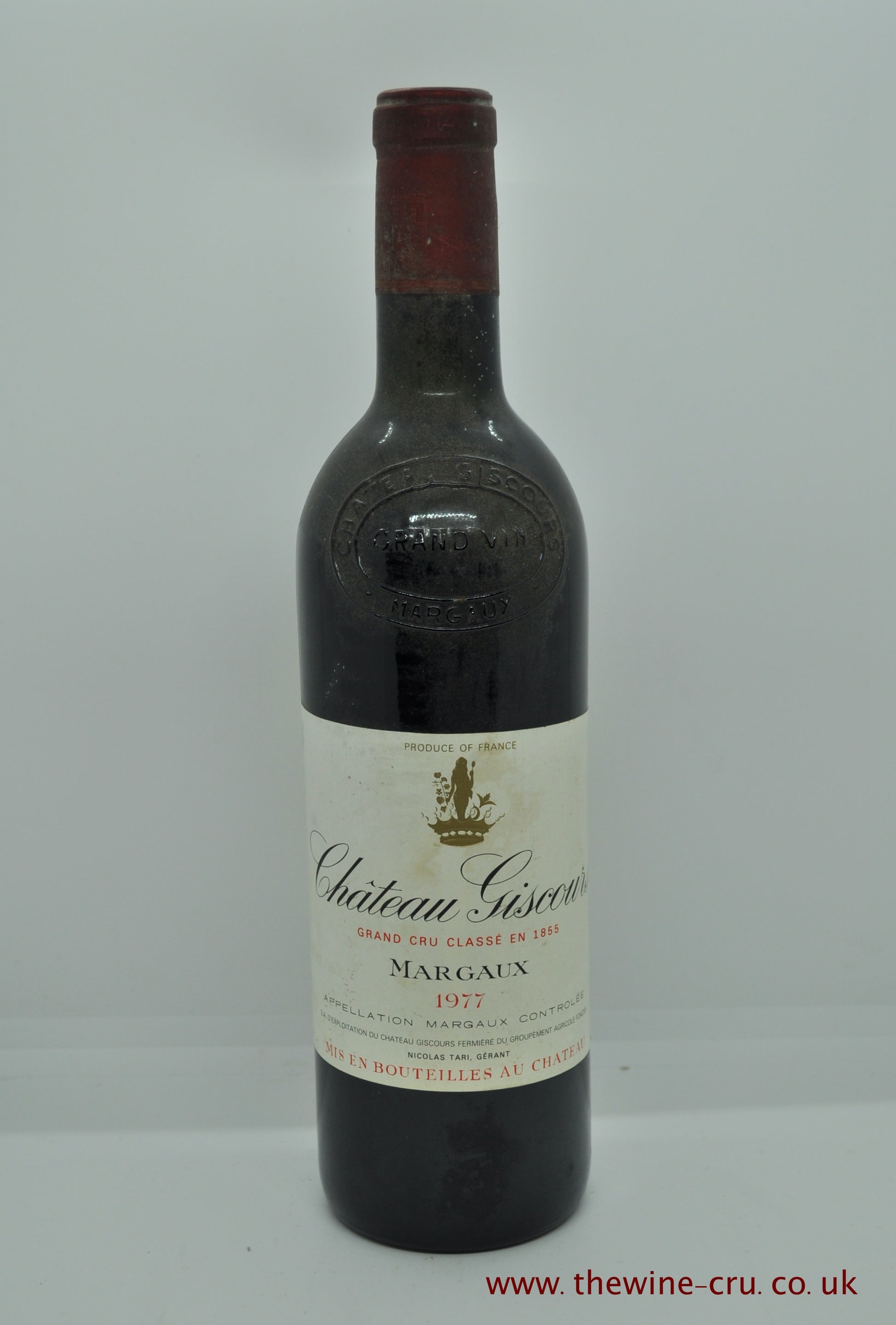 1977 vintage red wine. Chateau Giscours 1977. France, Bordeaux. Immediate delivery. Free local delivery. Gift wrapping available.