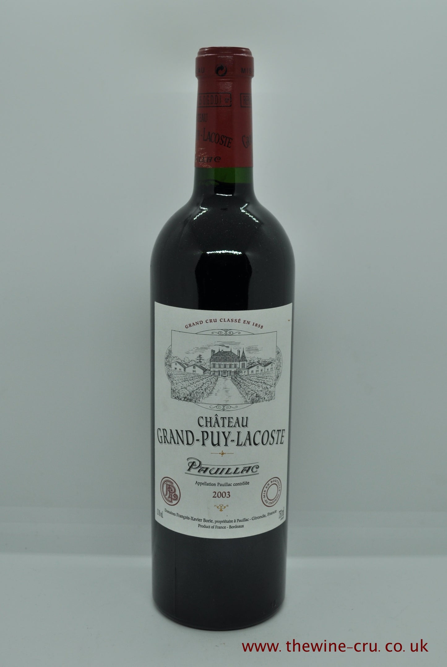 2003 vintage red wine. Chateau Grand Puy Lacoste 2003. France Bordeaux. Immediate delivery. Free local delivery. Gift wrapping available.