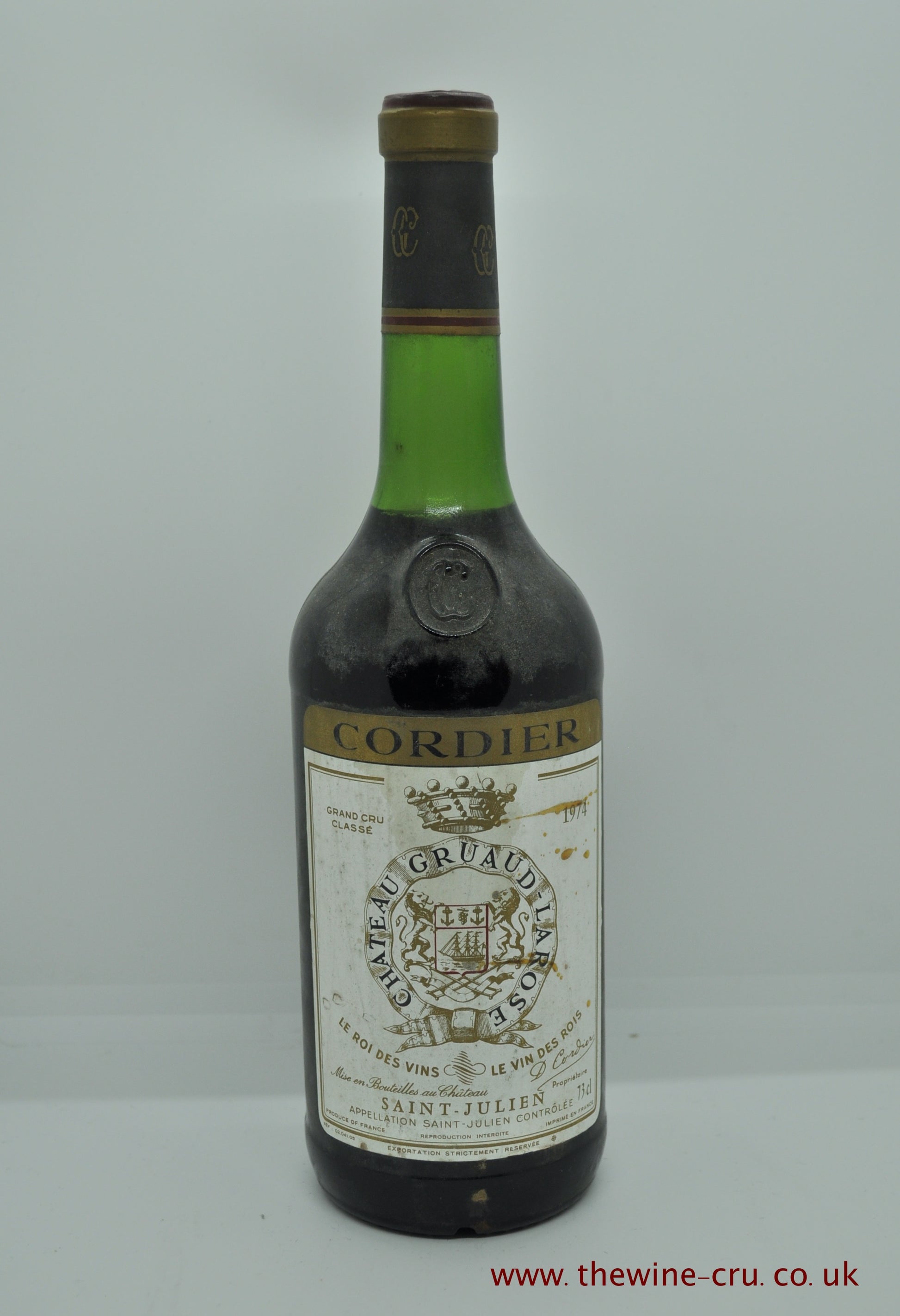 1974 vintage red wine. Chateau Gruaud Larose 1974. France Bordeaux. Immediate delivery. Free local delivery. Gift wrapping available.