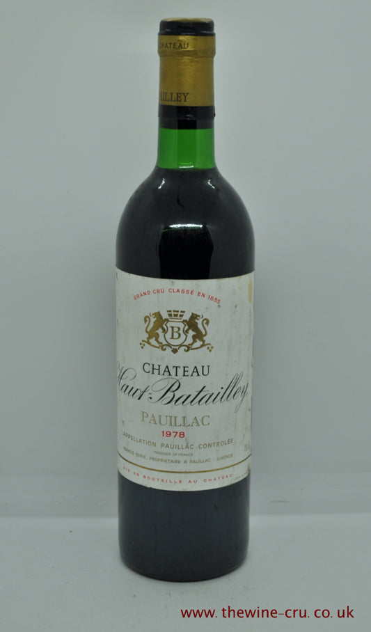 1978 vintage red wine. Chateau Haut Batailley, Bordeaux, France. The bottle is in good condition generally with the wine level base of neck. immediate delivery. free local delivery. Gift wrapping available.