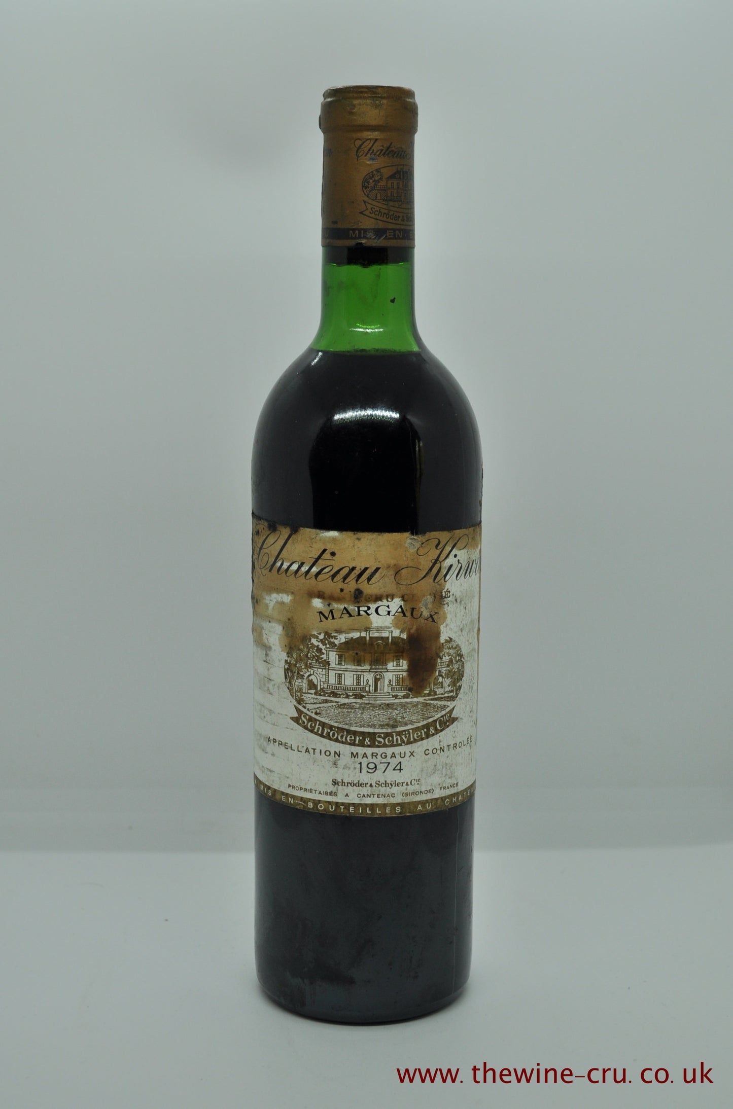 1974 vintage red wine. Chateau Kirwan 1974 France Bordeaux. Immediate delivery. Free local delivery. Gift wrapping available.