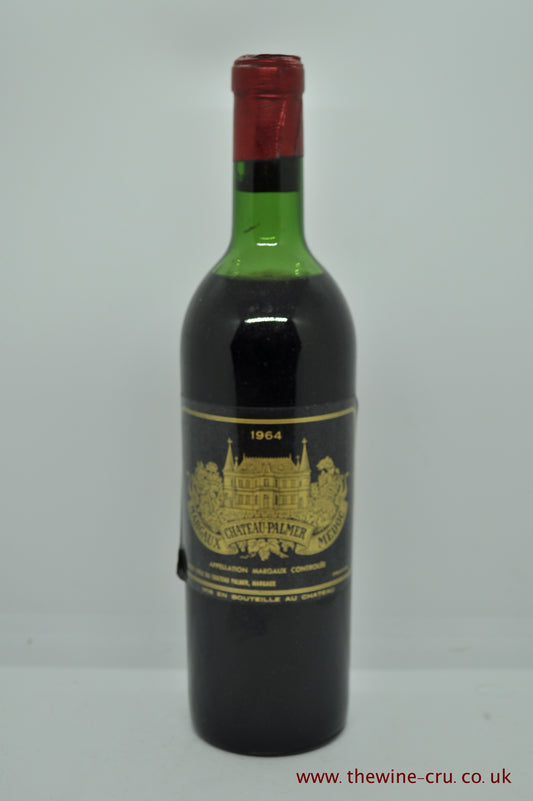 a bottle of 1864 vintage red wine. Chateau Palmer 1964. France, Bordeaux. The bottle is in good condition with the level being top shoulder. Immediate delivery. Free local delivery. Gift wrapping available.