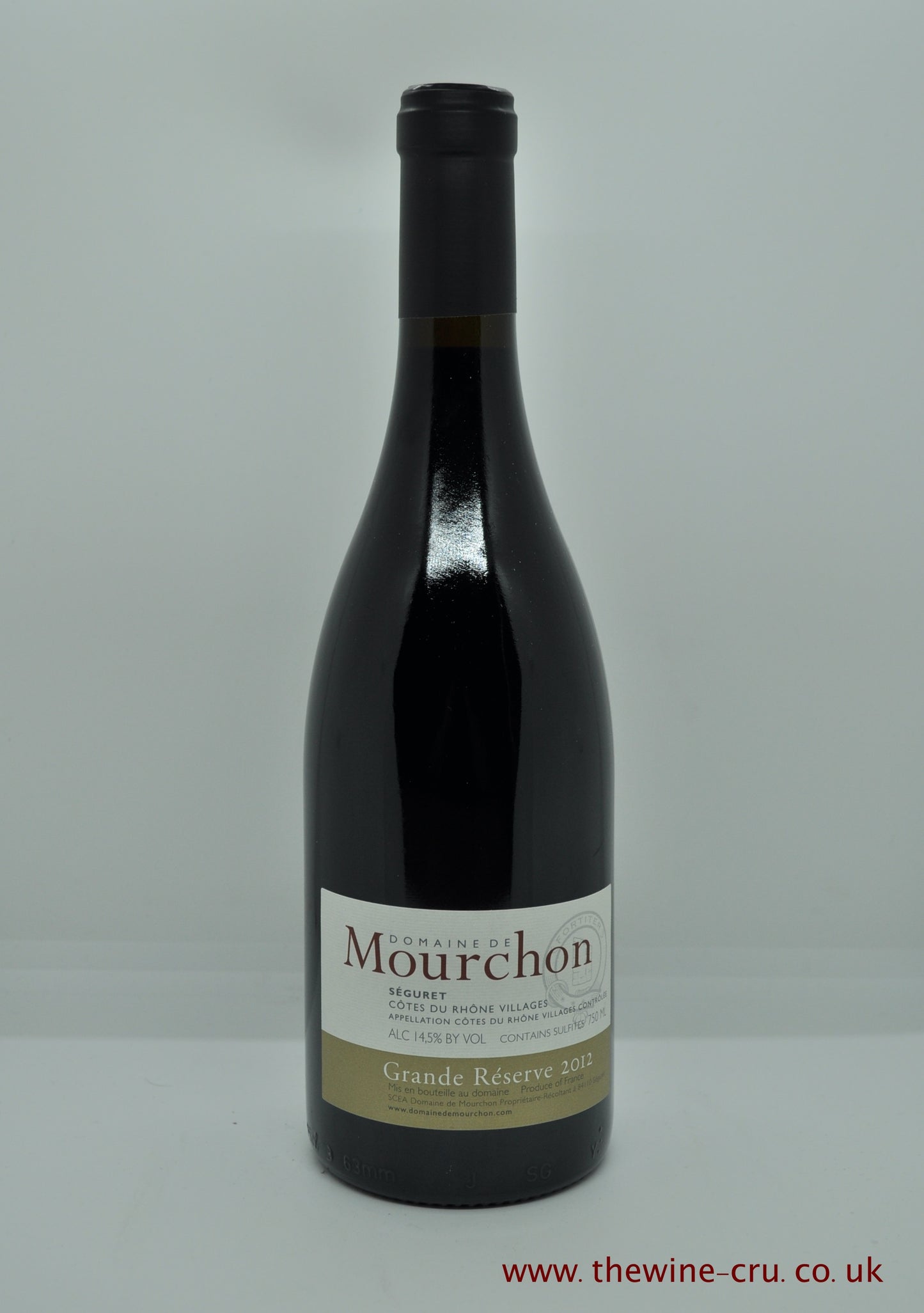 2012 vintage red wine. Seguret Cotes Du Rhone Villages Grande Reserve Domaine Mourchon 2012. France Rhone. Immediate delivery. Free local delivery. Gift wrapping available.