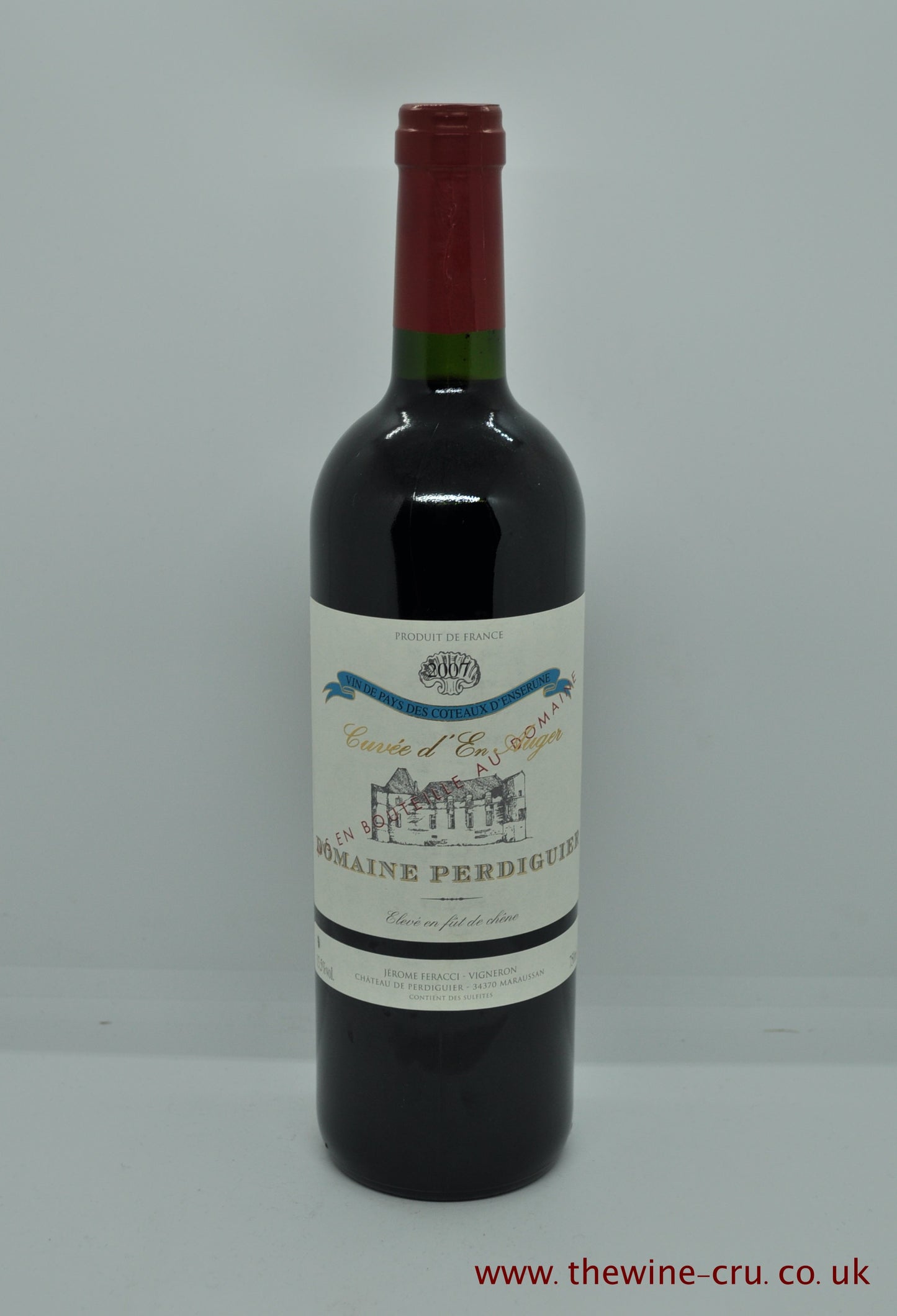 A bottle of 2007 vintage red wine. Domaine Perdiguier Cuvee d'En Auger 2007. France Languedoc-Roussillon. The bottle is in excellent condition. Immediate delivery. Free local delivery. Gift wrapping available.
