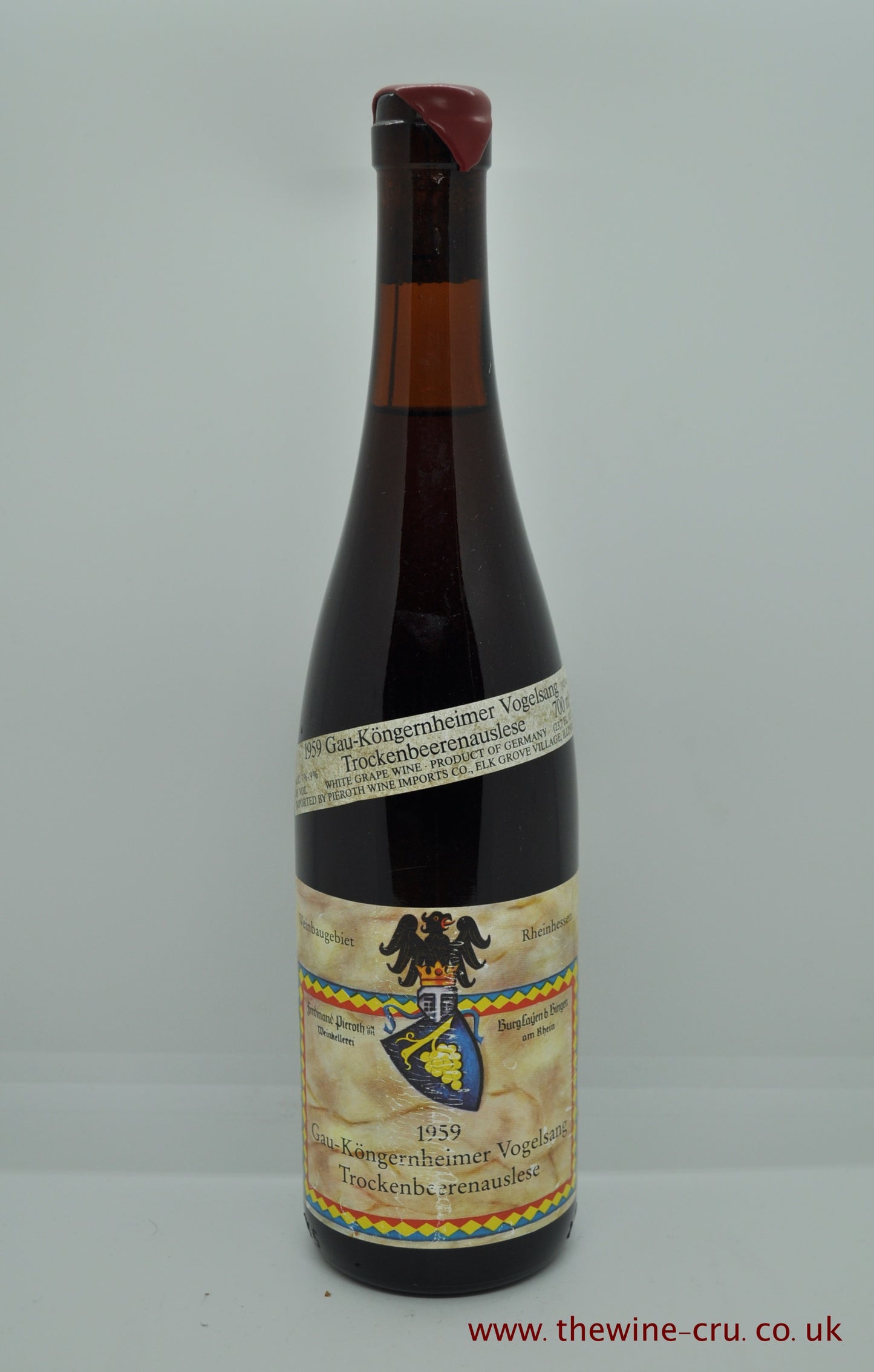 1959 vintage sweet white wine. Gau - Kongernheimer Vogelsang Trockenbeerenauslese 1959. Germany. immediate delivery. Free local delivery. Gift wrapping available.