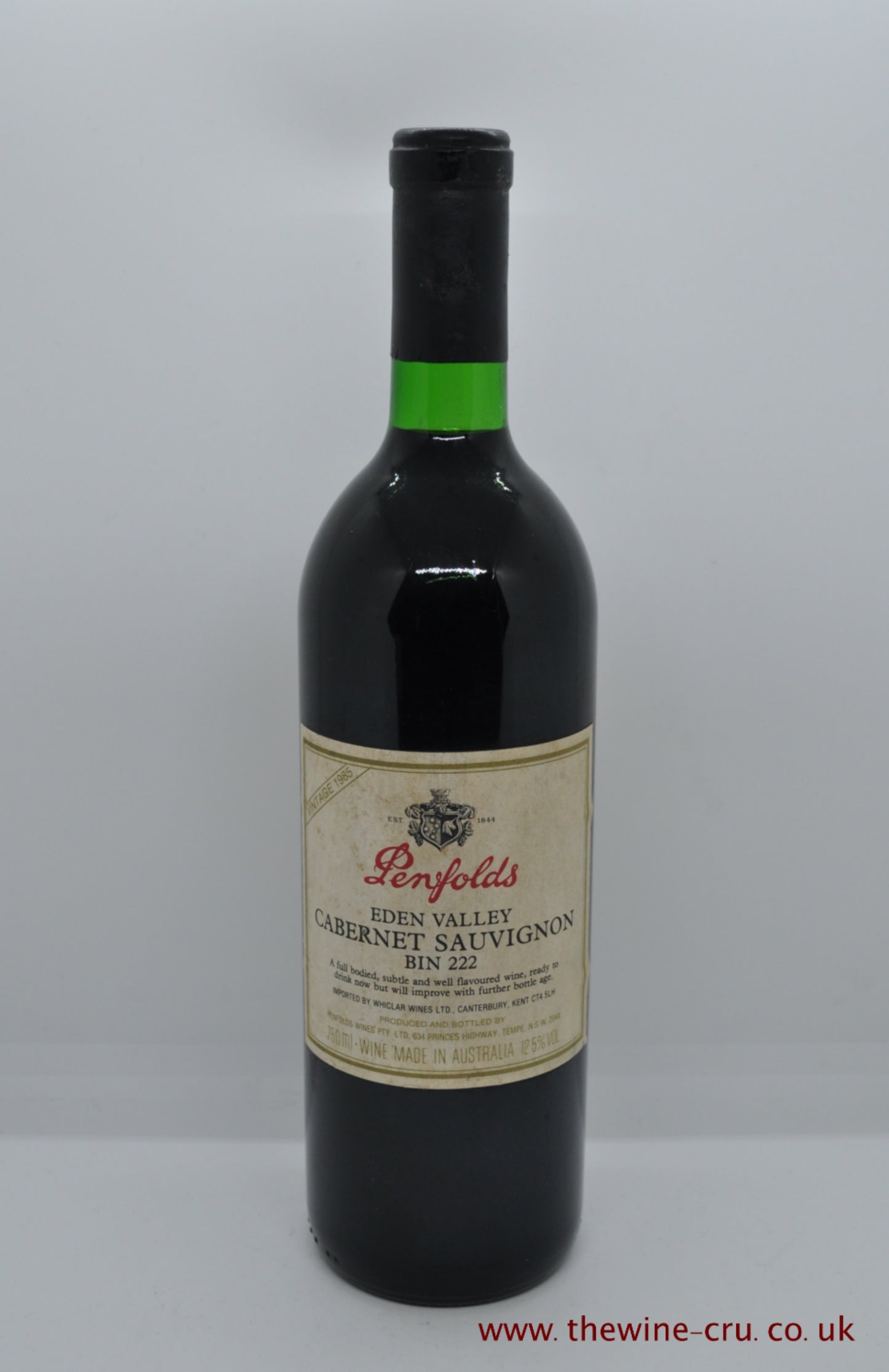 1985 vintage red wine. Penfolds Bin 222 Eden Valley Cabernet Sauvignon 1985. Australia. Immediate delivery. Free local delivery. Gift wrapping available.