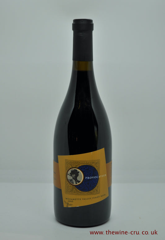 A bottle of 2005 vintage red wine. Provocateur JK Carriere Pinot Noir. Oregon USA. Capsule and label are excellent and the  wine level is good. Immediate delivery. Free local delivery. Gift wrapping available.