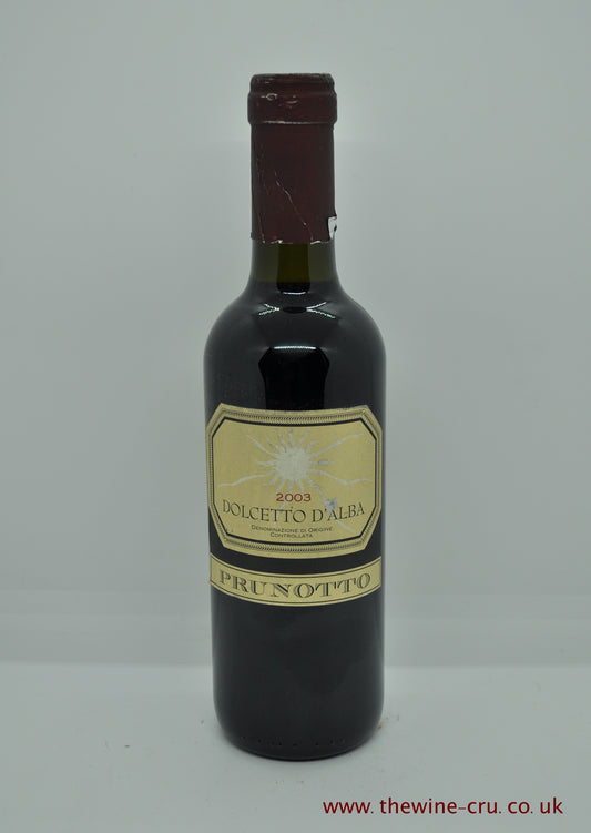 2003 vintage red wine. Prunotto Dolcetto D'Alba Half 2003. Italy. Immediate delivery. Free local delivery. Gift wrapping available.