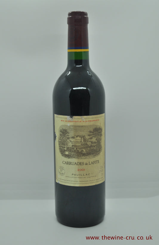 2001 vintage red wine. Carruades De Lafite 2001. France, Bordeaux. Immediate delivery UK. Free local delivery.