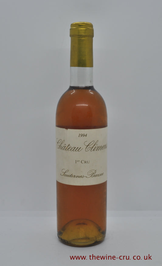 1994 vintage sweet white wine. Chateau Climens 500ml . France Bordeaux Sauternes-Barsac. Immediate delivery UK. Free local delivery.