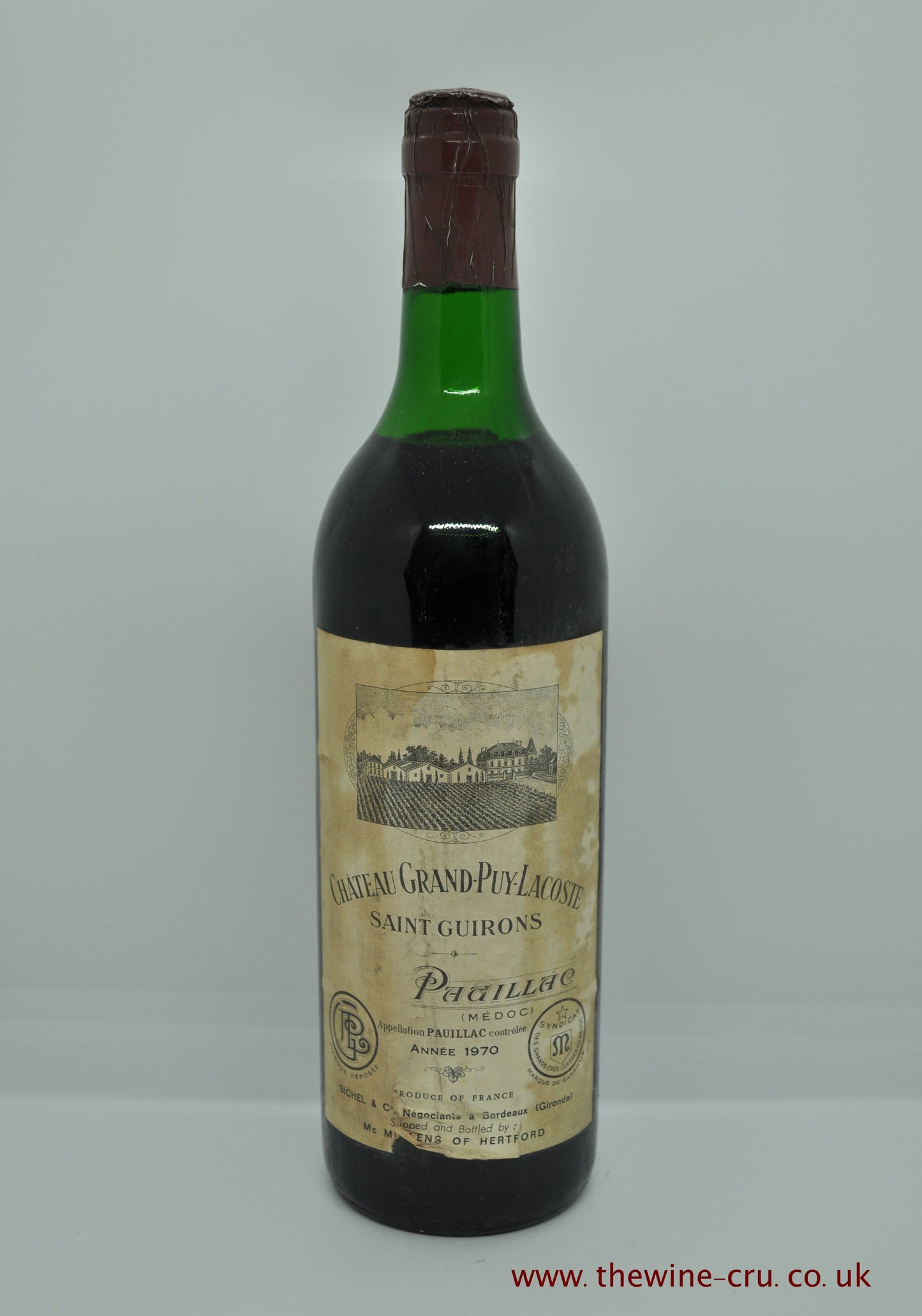 1970 vintage red wine. Chateau Grand Puy Lacoste 1970. France, Bordeaux. Immediate delivery. Free local delivery.