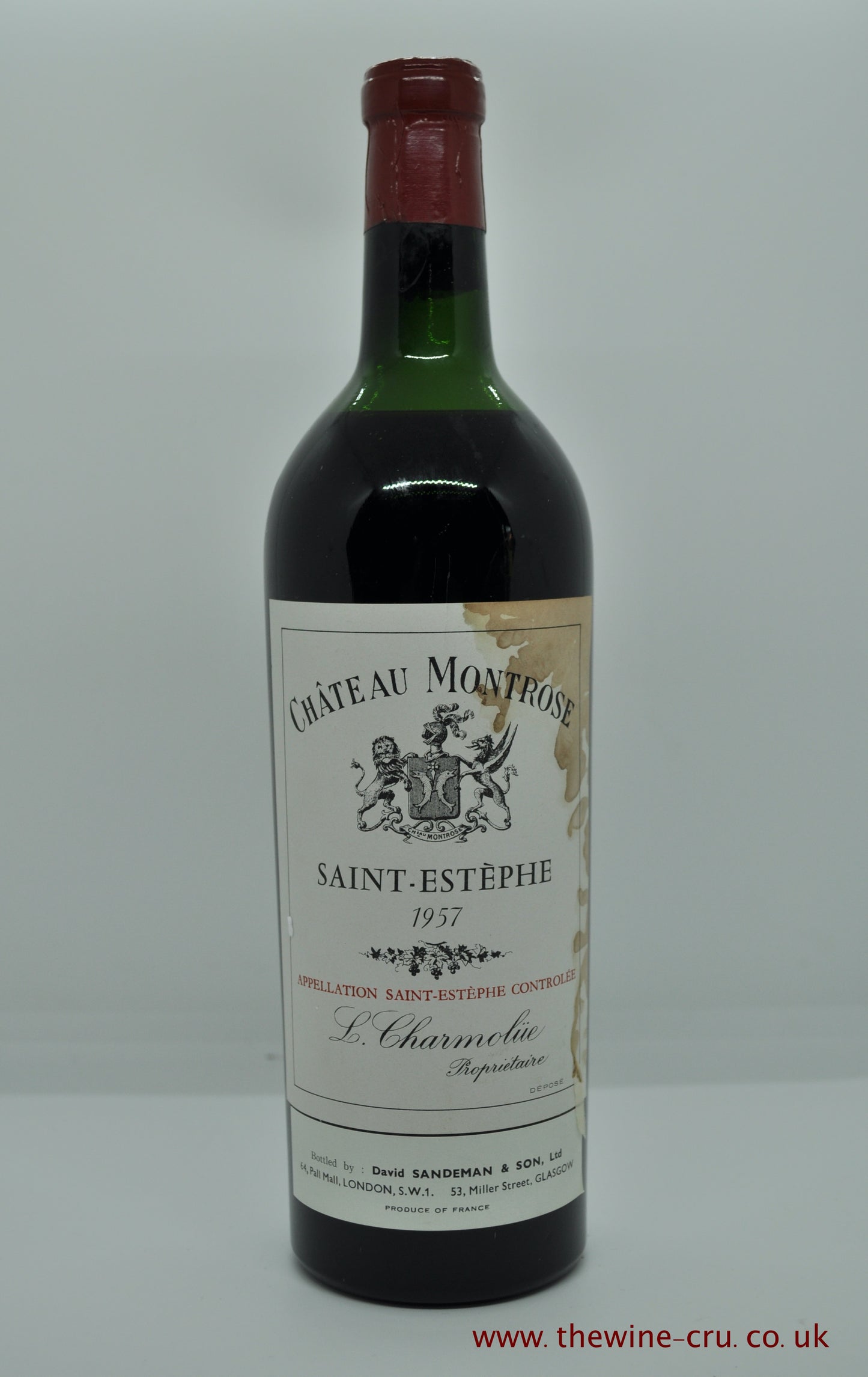 1957 vintage red wine. Chateau Montrose 1957. France Bordeaux. Immediate delivery. Free local delivery.