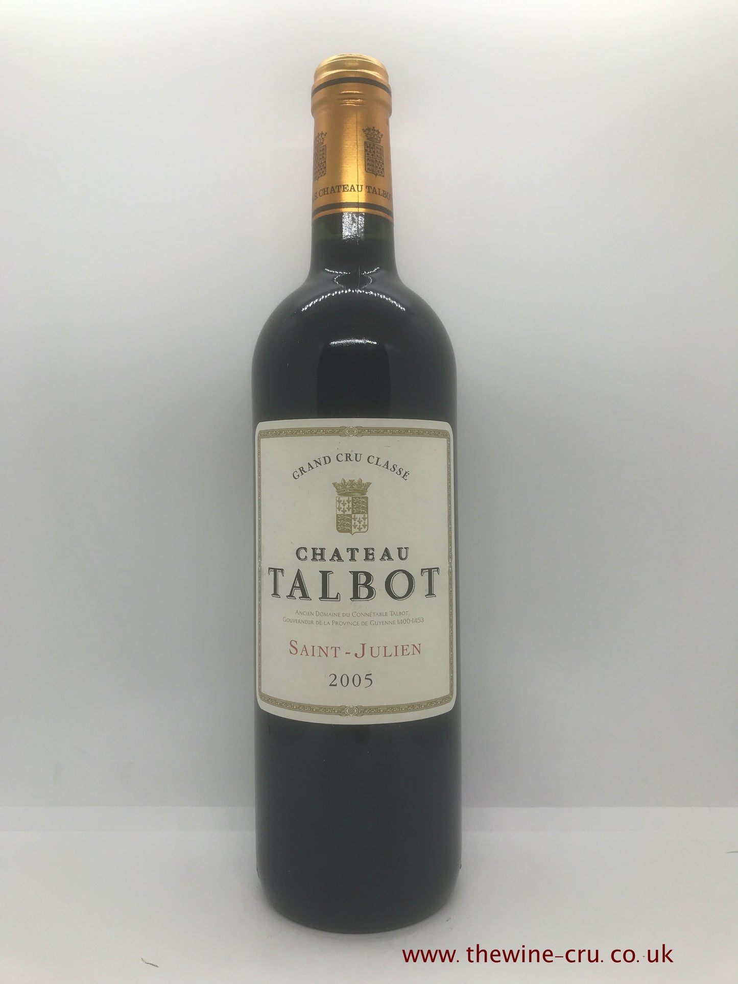 2005 vintage red wine. Chateau Talbot 2005. France, Bordeaux. Immediate delivery. Free local delivery. Gift wrapping available.