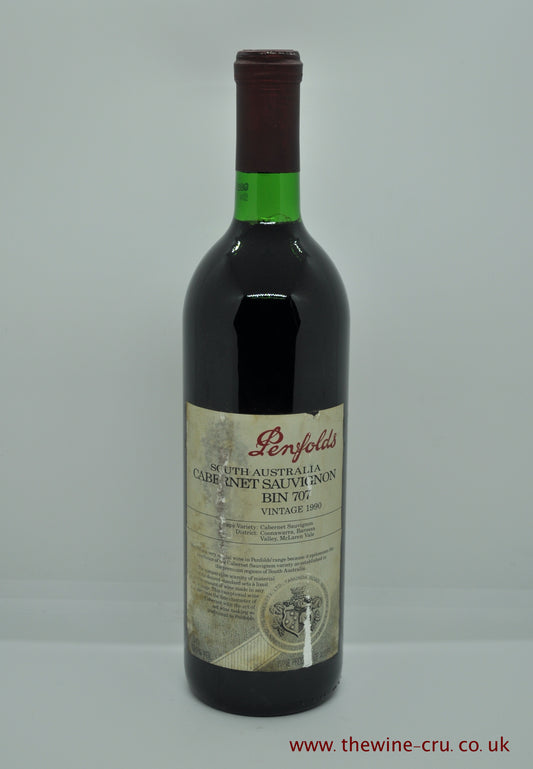 1990 vintage red wine. Penfolds Bin 707 Cabernet Sauvignon 1990. Australia. Immediate delivery. Free local delivery. Gift wrapping available. The Wine Cru.