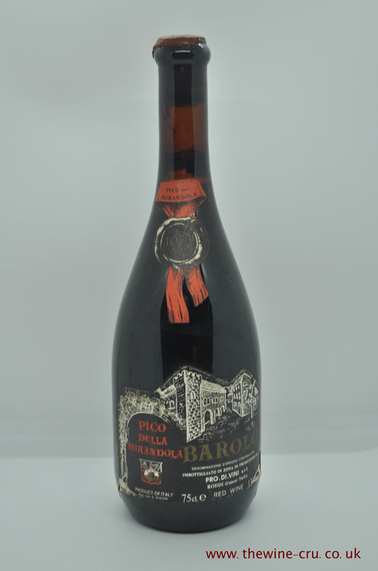 1977 vintage red wine. Pico Della Mirandola Barolo 1977. Italy. Immediate delivery UK. Free local delivery.